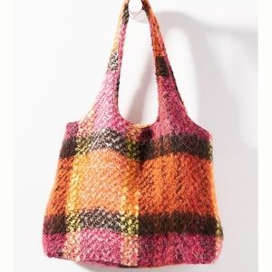 Anna Sui Plaid Tote Bag Magenta NWT